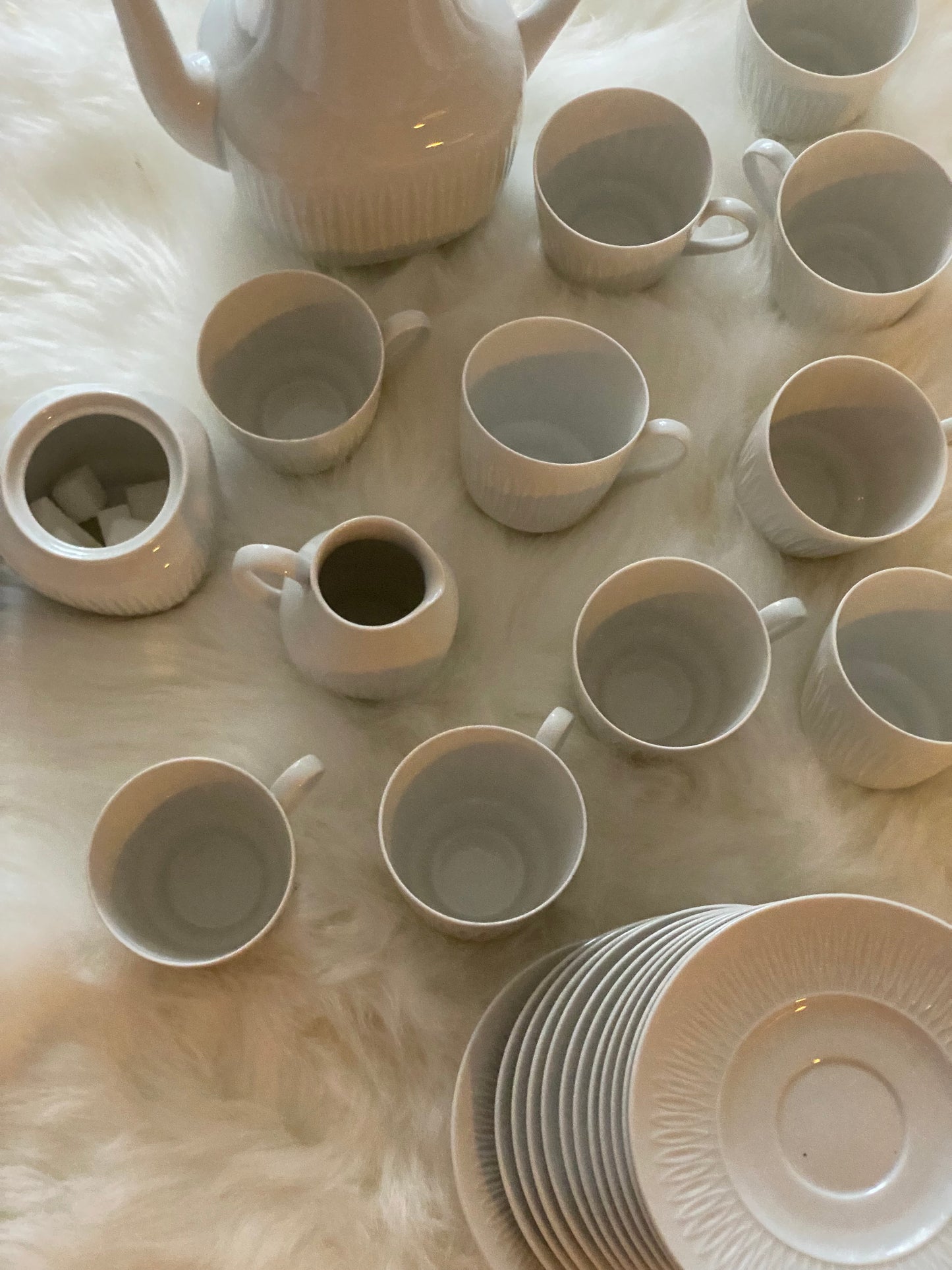 Elegant vintage coffee set in white