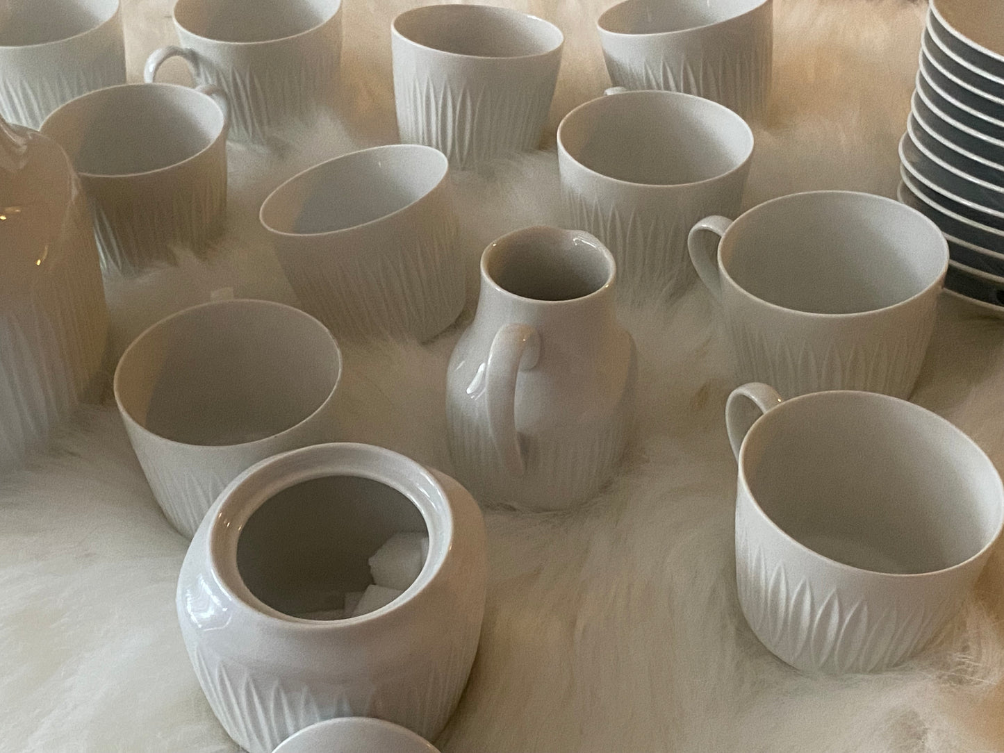 Elegant vintage coffee set in white