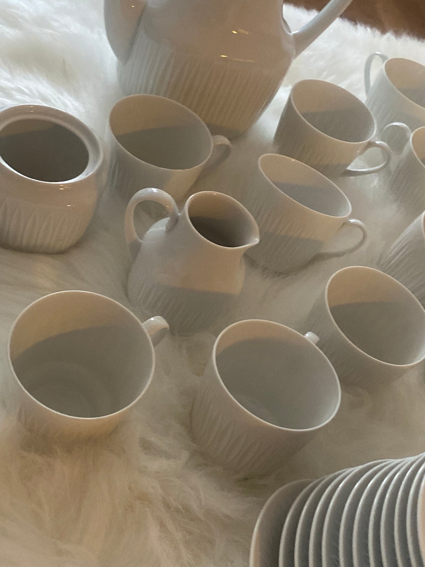 Elegant vintage coffee set in white